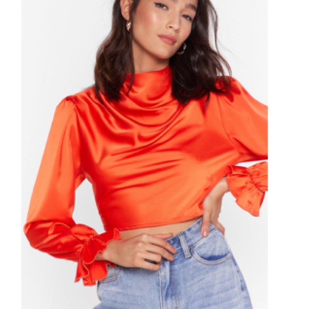 Nasty Gal Cropped Cowneck Blouse